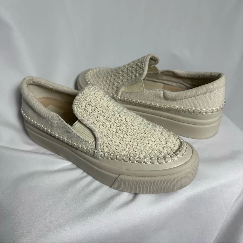 Dolce Vita Cream Woven Slip-On Sneakers Saydi women’s size 6.5 - Picture 1 of 8